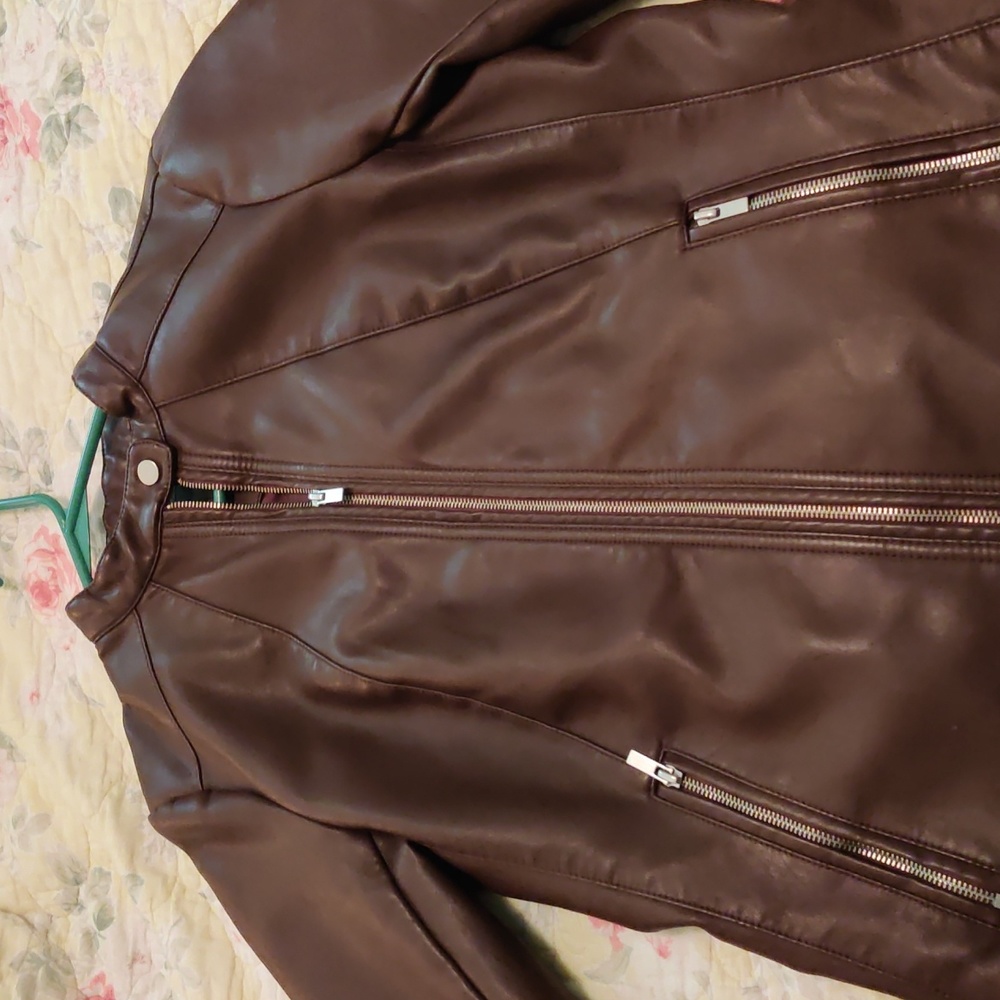 Faux brown leather jacket